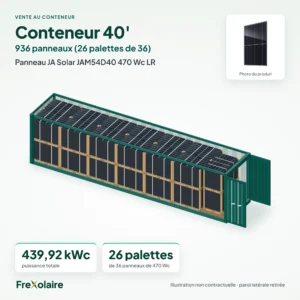 Conteneur 40' de 936 panneaux JA Solar JAM54D40 470 Wc LR – illustration non contractuelle