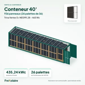 Conteneur 40' de 936 panneaux Trina Vertex S+ NEG9R.28 – illustration non contractuelle
