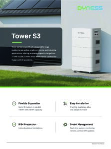 Fiche technique Batterie Dyness Tower S3 7,10 kWh haute tension IP54
