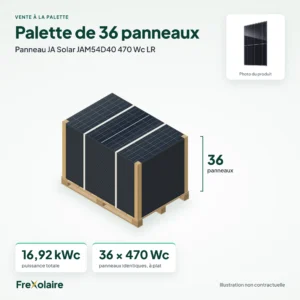 Palette de 36 panneaux JA Solar JAM54D40 470 Wc LR – illustration non contractuelle
