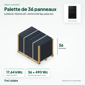 Palette de 36 panneaux LONGi Hi-MOX10 LR7-54HVH 490 Wp white film – illustration non contractuelle