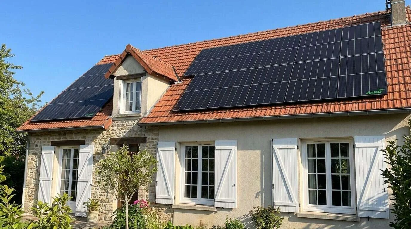 Panneaux solaires en copropriété produisant de l'électricité sur la toiture commune — Aides panneaux solaires Île-de-France