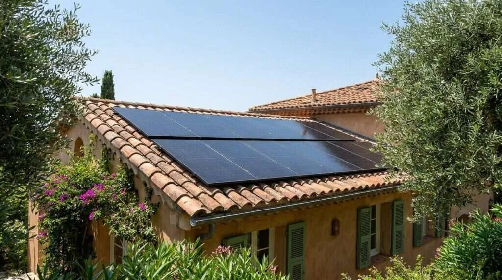 panneaux solaires et ciel, transition énergétique — Panneaux solaires à Nice