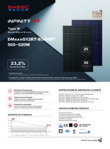 Fiche technique Panneau DMEGC DM510G12RT-B54HBT 510 Wc bifacial