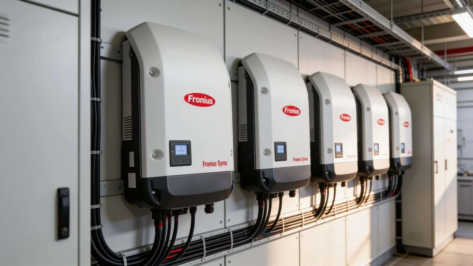 Pose de panneaux par une équipe RGE, photovoltaïque pour bureaux et tertiaire — onduleur hybride