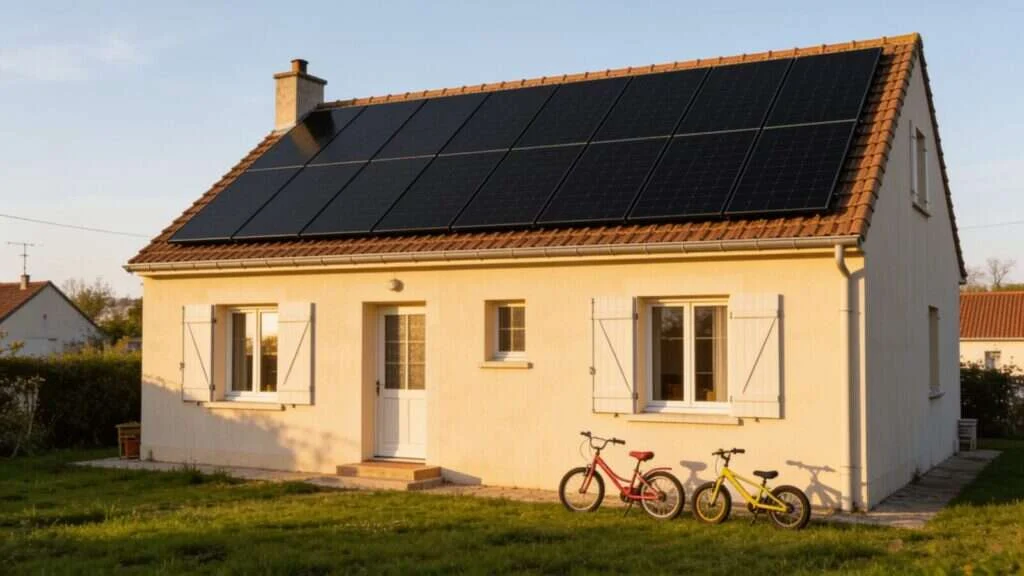 Maison individuelle avec panneaux solaires, résultat d'un devis bien comparé