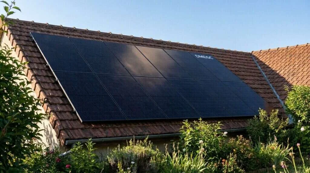 Panneaux full black 470 Wp sur une toiture en tuiles