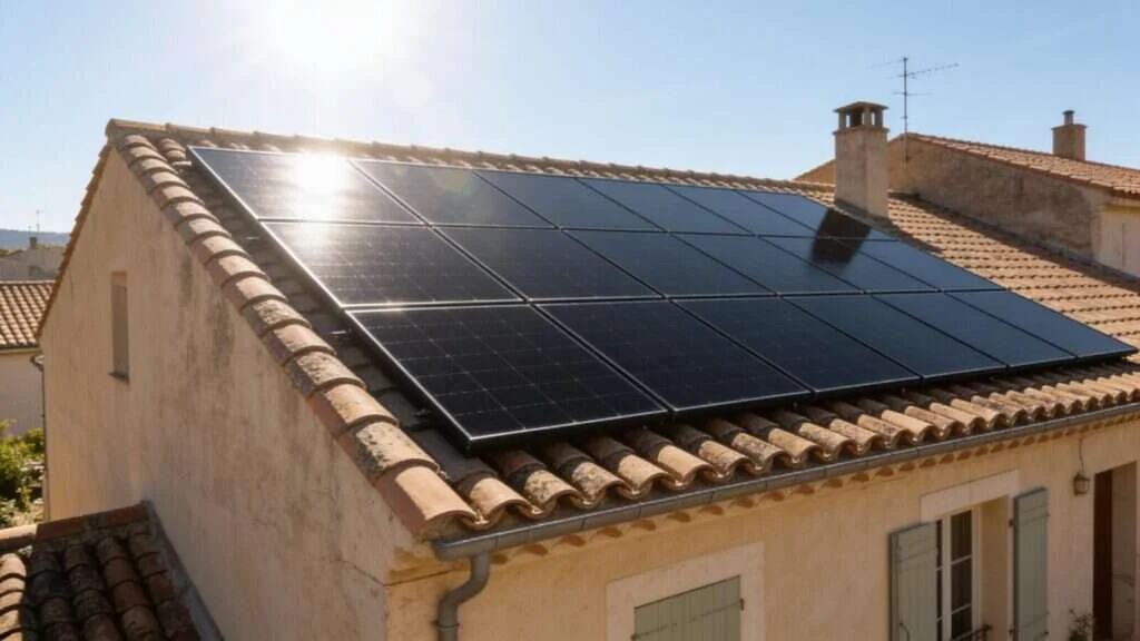 Panneaux solaires en plein soleil lors d'une canicule