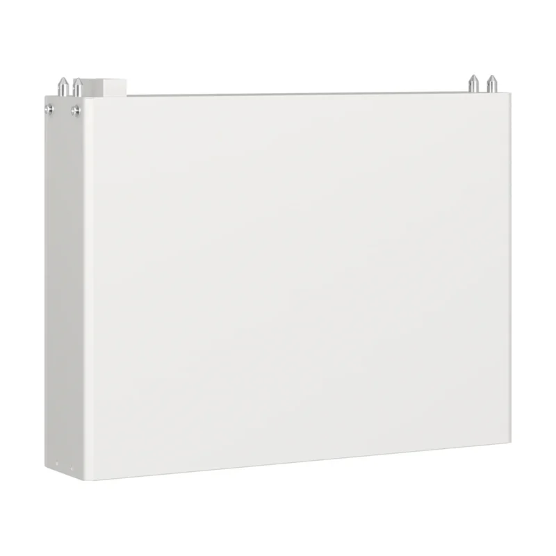 Batterie BYD Battery-Box HVE : module blanc extra-plat de 6,4 kWh, vue de trois quarts