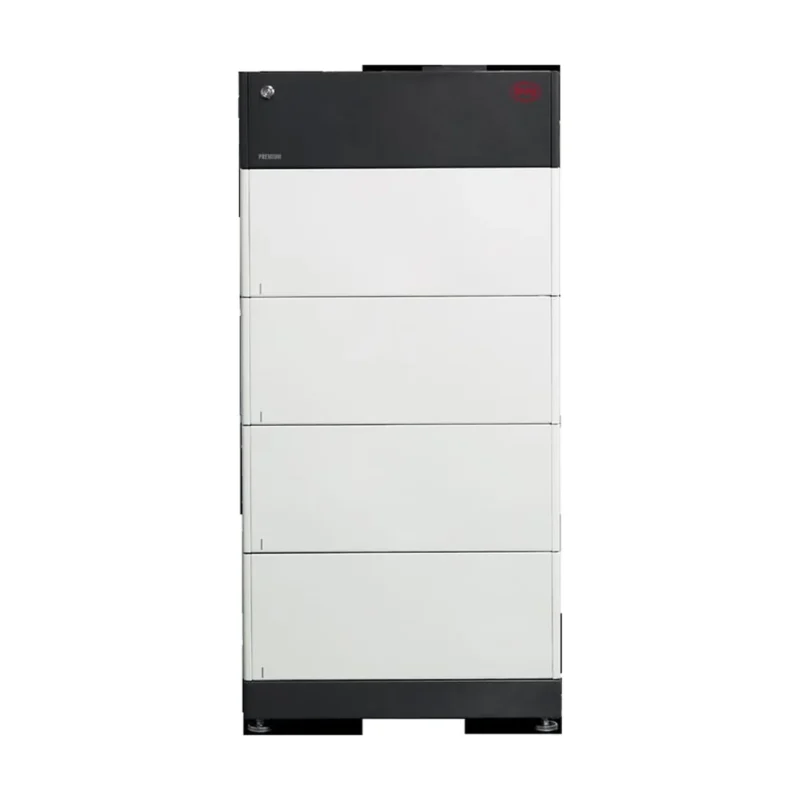 Batterie BYD Battery-Box Premium HVS : tour de modules blancs sur socle noir, contrôleur BCU au sommet