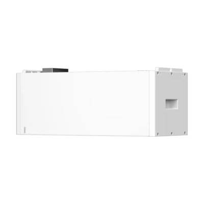 Batterie BYD HVS+ 2.56 : module de stockage blanc, vue de trois quarts