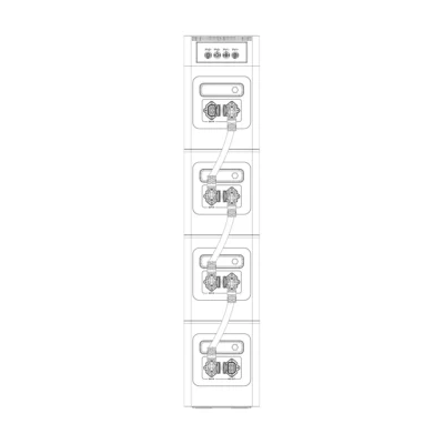 Batterie Deye AE-F2.0, dessin de trois modules d'extension reliés sous la station AE-FS2.0