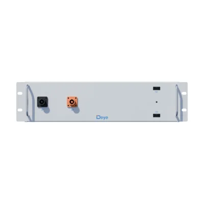 Batterie Deye BOS-A-Pack7.68, module rack blanc vu de face avec bornes B+ et B-