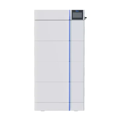 Batterie Deye GB-L Pro haute tension, colonne blanche de modules empilés avec écran en haut