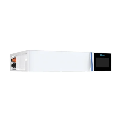 Contrôleur de batterie Deye GB-LBS-Pro, boîtier blanc plat avec écran et connecteurs latéraux