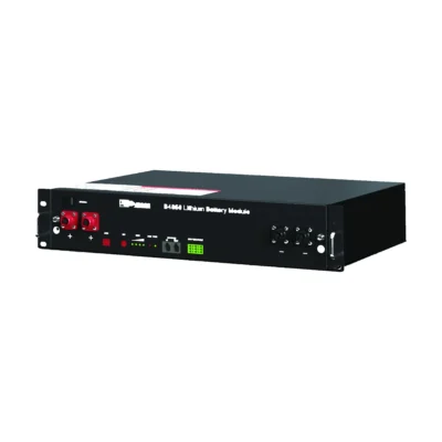 Batterie Dyness B4850, module rack noir avec bornes rouges et voyants en façade