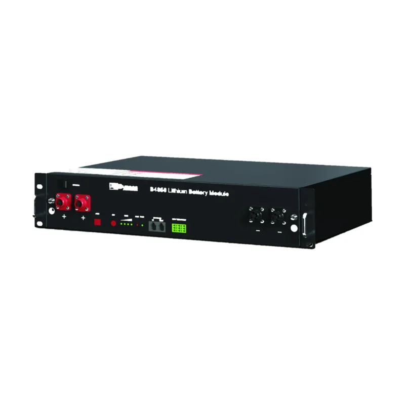 Batterie Dyness B4850, module rack noir avec bornes rouges et voyants en façade