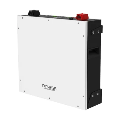 Batterie Dyness DL5.0C basse tension, boîtier blanc à flancs noirs et bornes rouges