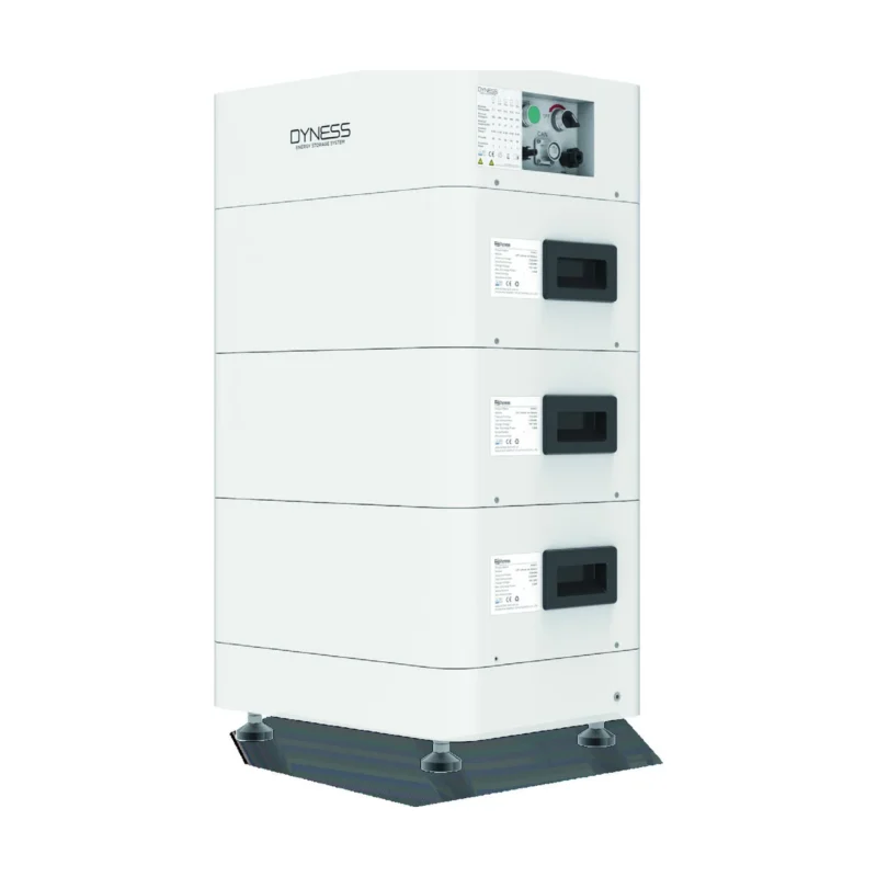 Batterie Dyness HV9637 : modules blancs empilés dans une tour Dyness Tower