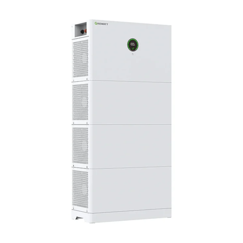 Batterie Growatt APX 5.0P-B3, modules blancs empilés sous le module maître d'une APX 2.0