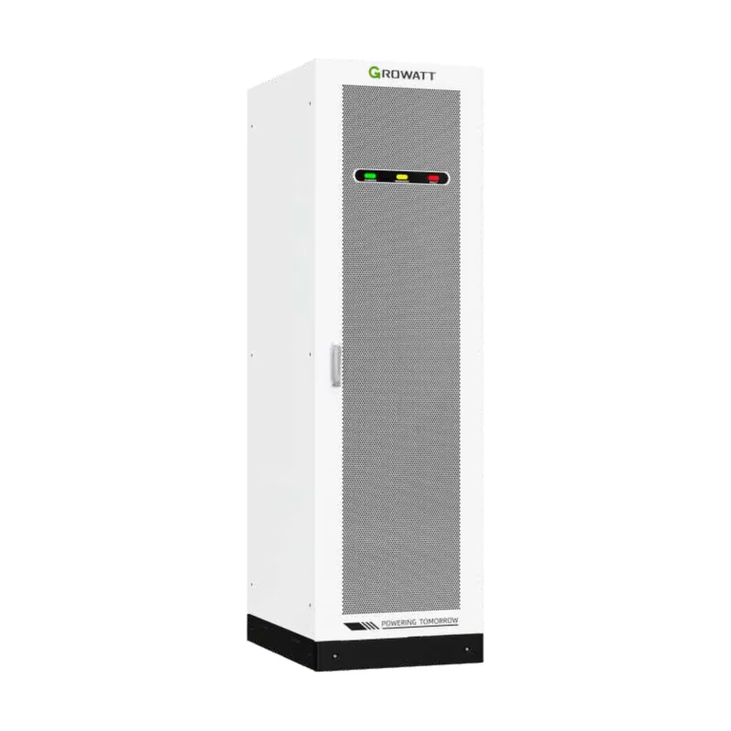 Batterie Growatt AXE 5.0H-E1, modules rack montés dans une armoire AXE blanche