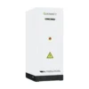 Batterie Growatt AXE 60.0H-1HT-S1, armoire extérieure blanche avec voyants et pictogramme de danger