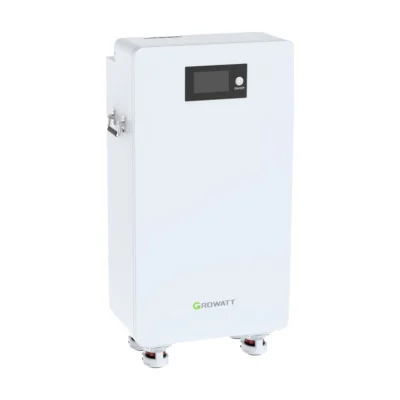 Batterie Growatt HOPE 16.0LM-A1, armoire blanche sur roulettes avec écran