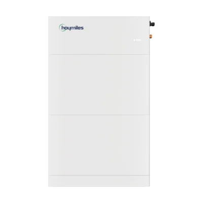 Batterie Hoymiles LB-S-G2 : colonne blanche de modules empilés avec boîtier de commande
