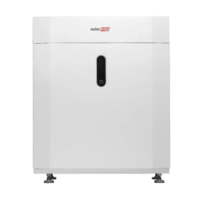 Batterie SolarEdge Home 48V, module blanc sur pieds avec voyant vertical et capot supérieur