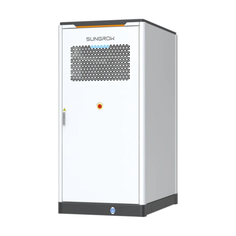 Batterie Sungrow PowerStack ST255CS, armoire blanche avec grille de ventilation et bandeau orange