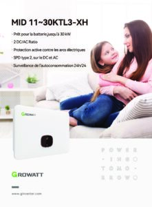 Fiche technique Onduleur hybride Growatt MID TL3-XH triphasé 13 à 25 kW