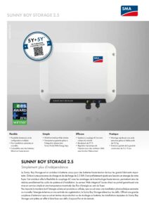 Fiche technique Onduleur batterie SMA Sunny Boy Storage 2.5 monophasé