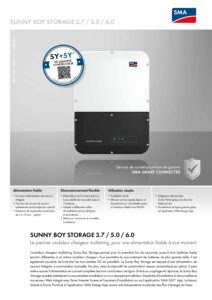 Fiche technique Onduleur batterie SMA Sunny Boy Storage 3.7 à 6.0 monophasé