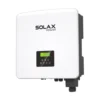 Onduleur batterie SolaX X3-FIT G4 triphasé, boîtier blanc carré avec écran et presse-étoupe