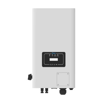 Onduleur Deye G06P3 triphasé, boîtier blanc compact avec écran LCD en façade