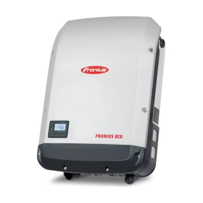 Onduleur Fronius Eco Light triphasé, boîtier gris clair SnapINverter avec logo Fronius rouge