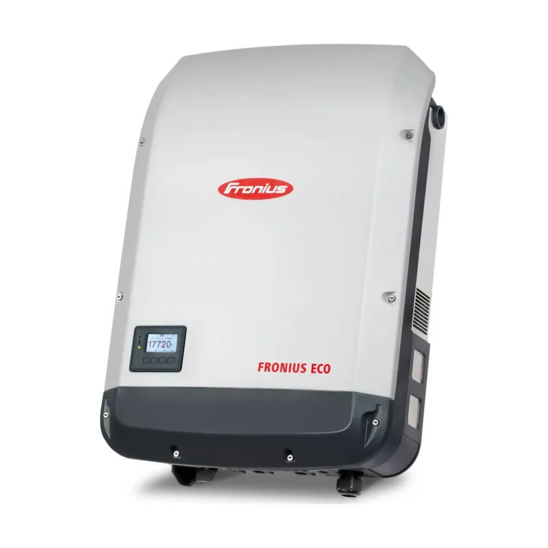 Onduleur Fronius Eco Light triphasé, boîtier gris clair SnapINverter avec logo Fronius rouge