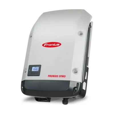 Onduleur Fronius Symo S triphasé, boîtier gris clair SnapINverter avec écran et logo Fronius rouge