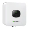 Onduleur Growatt MIC TL-X monophasé, petit boîtier blanc avec afficheur OLED rond et logo vert