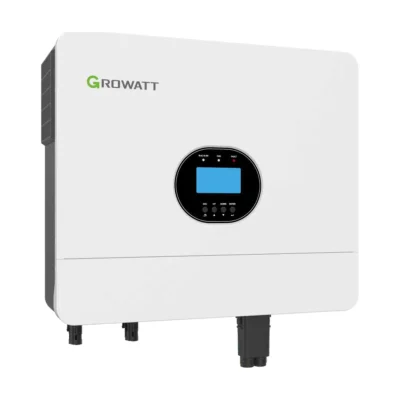 Onduleur Growatt SPF ES Plus hors réseau, boîtier blanc avec écran rond bleu