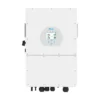 Onduleur hybride Deye SG01HP3 triphasé, boîtier blanc avec écran rond et voyants