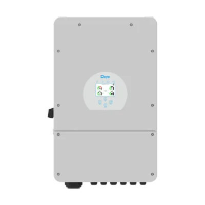 Onduleur hybride Deye SUN-8K-SG01LP1 monophasé, boîtier blanc avec écran rond en façade
