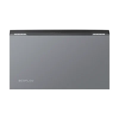Onduleur hybride EcoFlow OCEAN 2 triphasé vu de face, boîtier gris à bandeau lumineux et logo EcoFlow