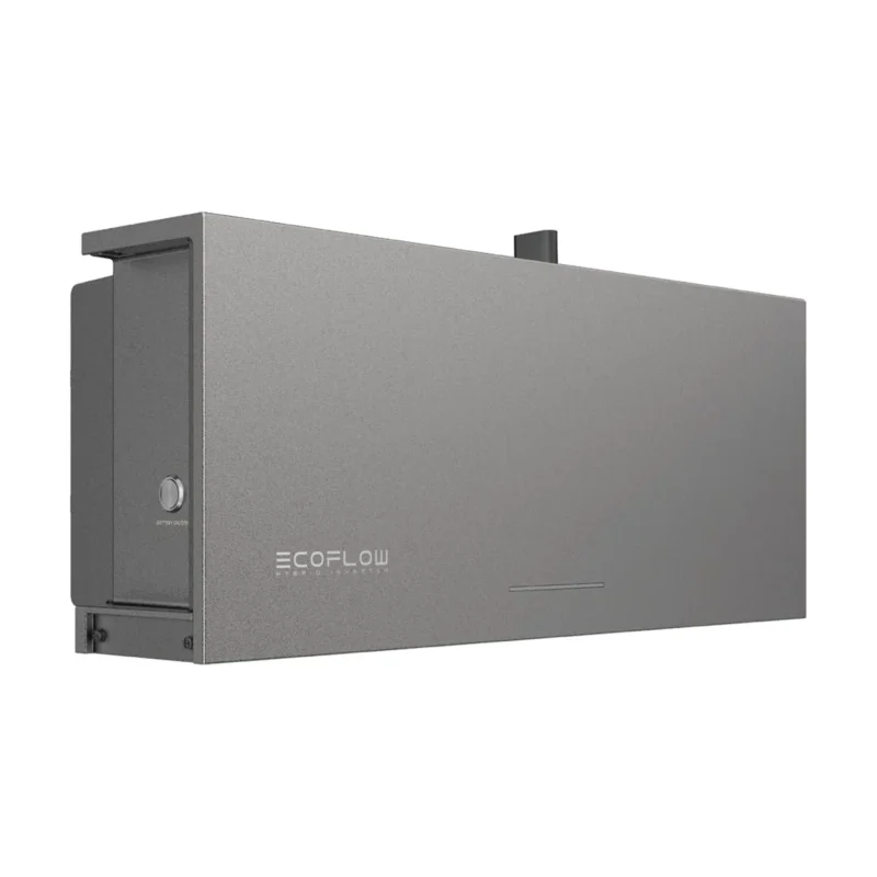 Onduleur hybride EcoFlow PowerOcean monophasé, boîtier gris plat et allongé avec logo EcoFlow