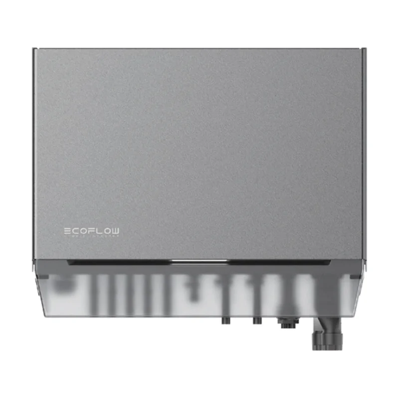 Onduleur hybride EcoFlow PowerOcean Plus triphasé, boîtier gris avec connecteurs en partie basse