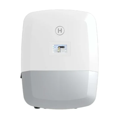 Onduleur hybride Hoymiles HIT-L-G3S blanc et gris avec petit écran LCD en façade