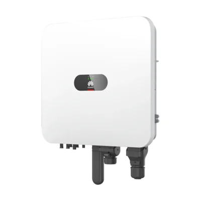 Onduleur hybride Huawei SUN2000-MAP0 triphasé, boîtier blanc avec voyants LED