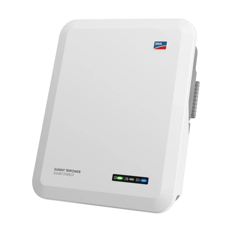 Onduleur hybride SMA Sunny Tripower Smart Energy, boîtier blanc plat avec bandeau de voyants