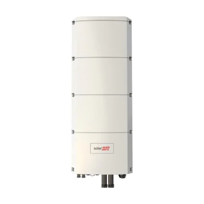 Onduleur hybride SolarEdge Home Hub triphasé, haut boîtier blanc vertical à quatre segments avec logo SolarEdge