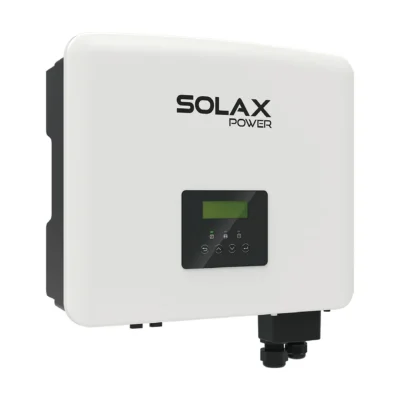Onduleur hybride SolaX X1-Hybrid G4 monophasé, boîtier blanc avec écran et presse-étoupes